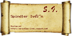 Spindler Iván névjegykártya